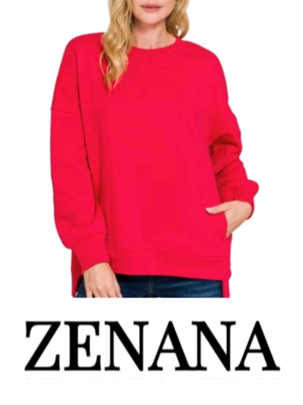 Zenana Outfitters Basic Relaxed Long Sleeve pullover Round Neck Sweatshirt